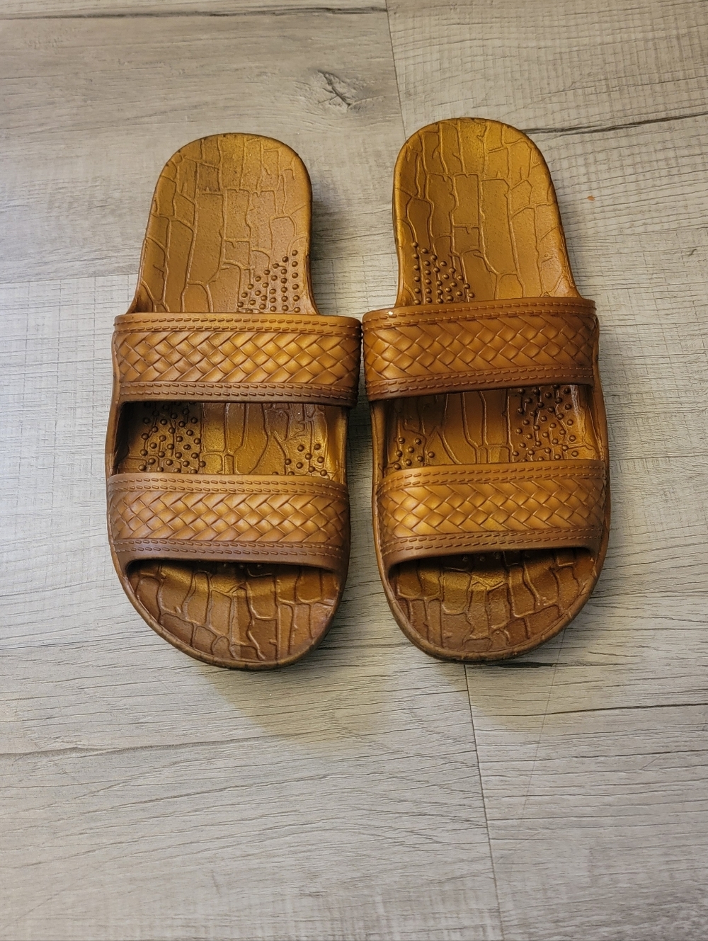 Tiare Hawaii Tan Woven Slide Sandals